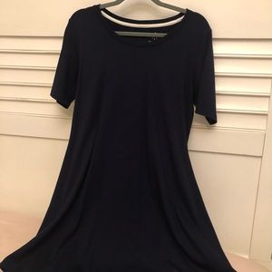 Isaac Mizrahi SMALL Pima cotton navy t-shirt style dress.